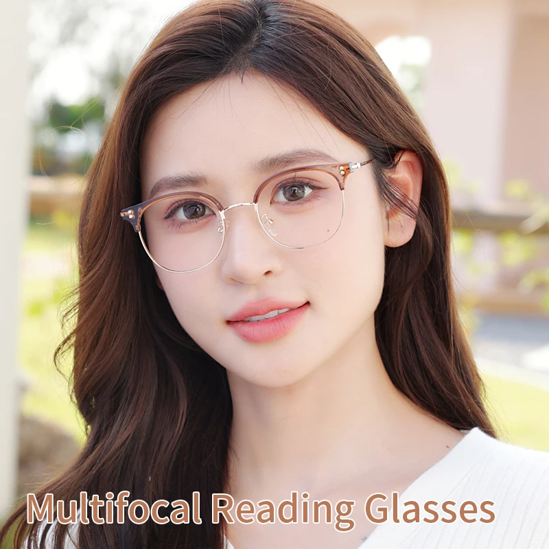 Прогрессивные очки для чтения с мультифокусом женщин компьютерные синие