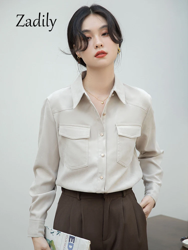 

Женская Вельветовая рубашка с длинным рукавом и карманами, на пуговицах