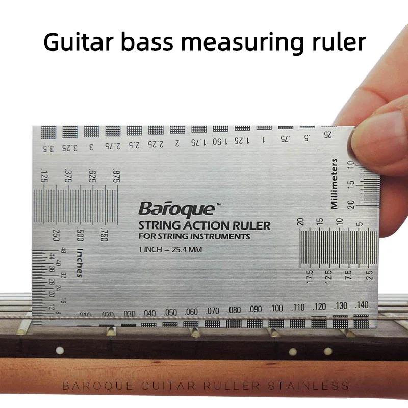 Wooden electric guitar bass string height measurement caliper, playing, tuning standard tools, chord pitch ruler, steel ruler enlarge