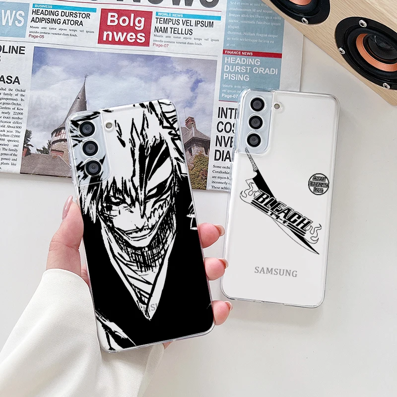 

Japan Hot Anime BLEACH Phone Case For Samsung S23 S22 S21 S20 FE Ultra Pro Lite S10 5G S10E M52 Plus Transparent Cover