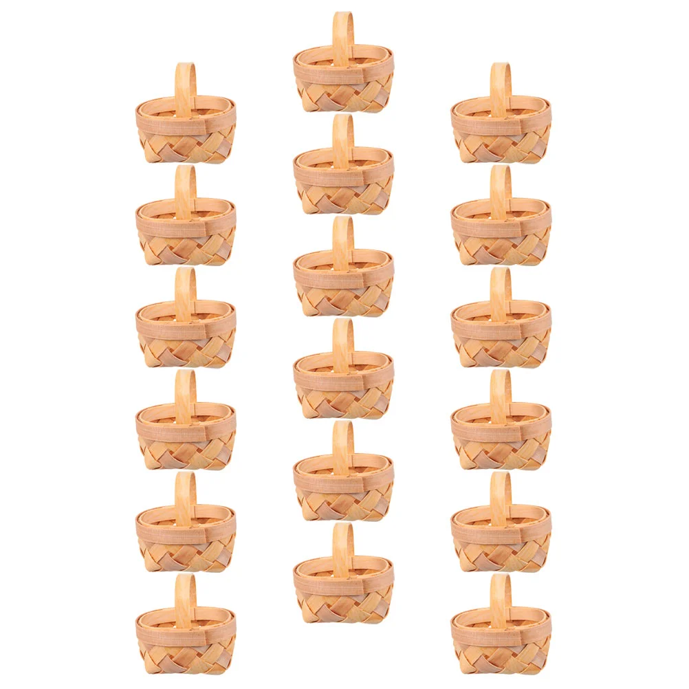

18 Pcs Hand Woven Basket Little Baskets Kids Picnic Handwoven Candy Wedding Small Wood Mini Storage