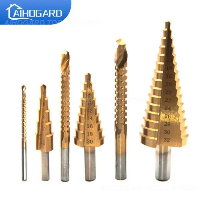 

Titanium Plating Drill Bit Set Metal Hole Cutter Wood Cone Core Drilling Saw Tool 4-12 4-20 4-32mm Metal Core Hole Opener