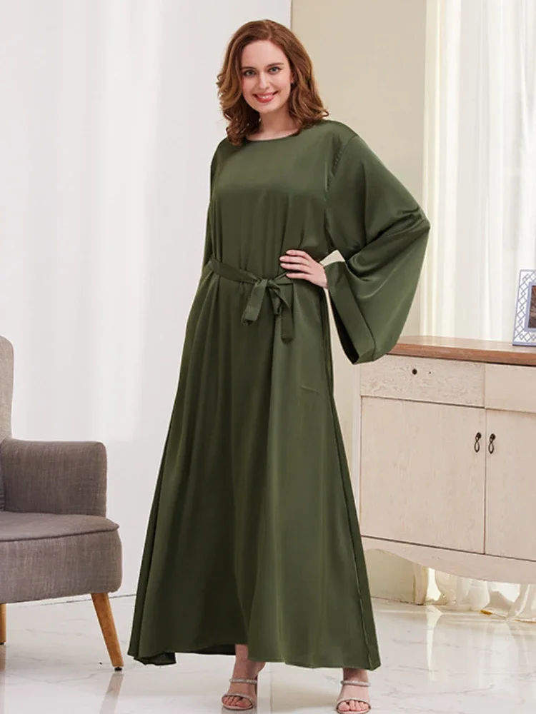 Женское Простое Длинное Платье Абая Повседневное Неэластичное Из Полиэстера