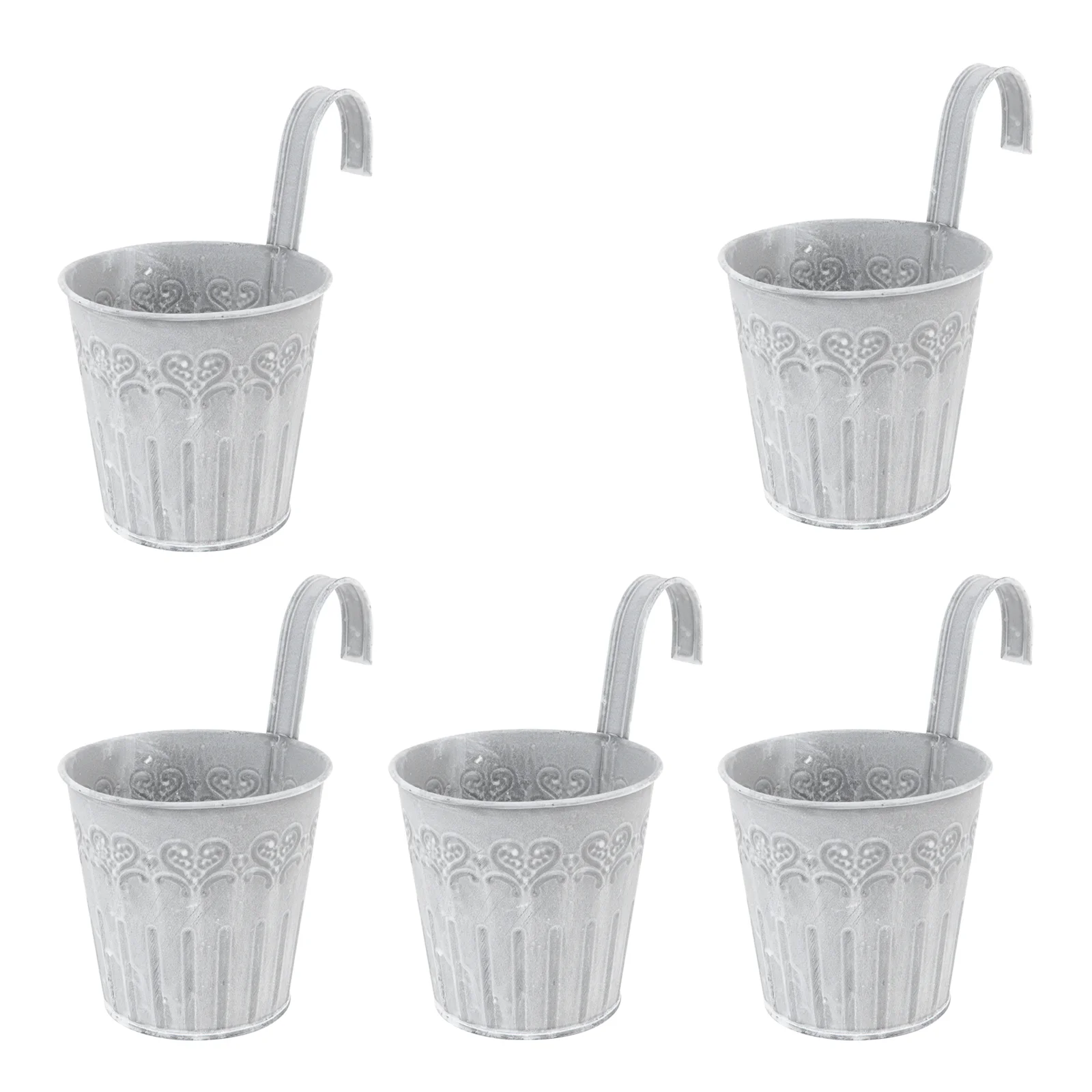 

5PC Metal Bucket Decor Metal Fence Pot Balcony Hanging Pot Hanging Pots for Fence Fence Hanging Pots