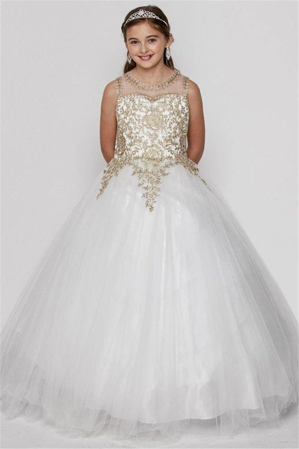 Платье с цветочным узором для девочек винно-красное золотой аппликацией из