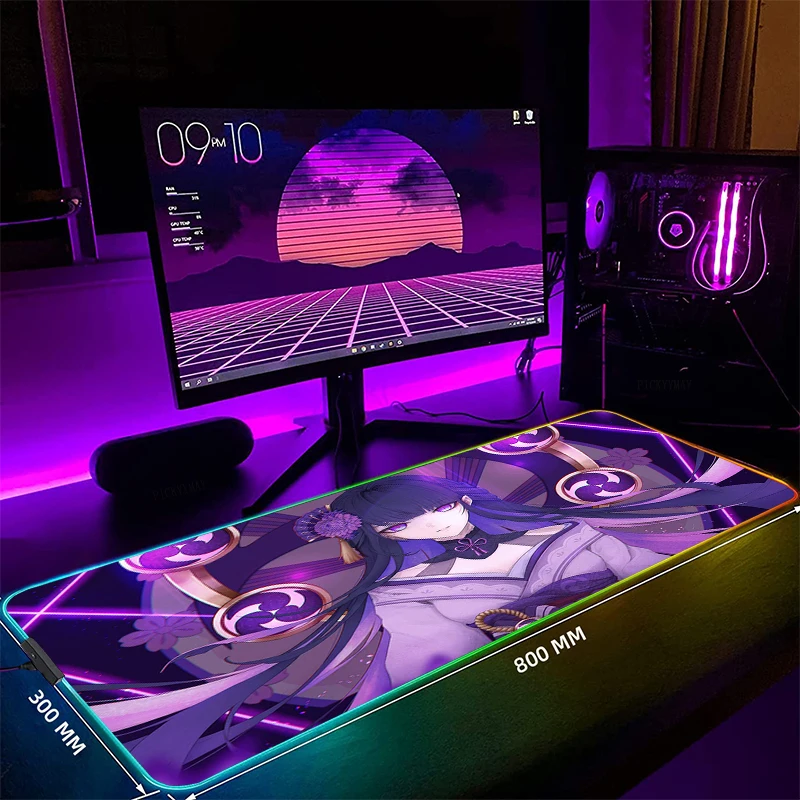 

Большой RGB коврик для мыши Genshin Impact, игровые коврики для мыши, светодиодный коврик для мыши, игровые настольные коврики, резиновый Настольный коврик с подсветкой, настольные коврики
