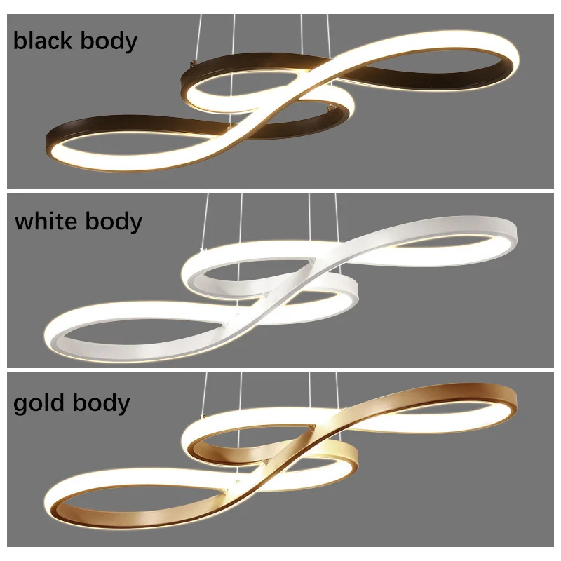 Minimalist Modern LED Chandelier Nordic Led Ceiling Pendant Lamp For Kitchen Dining Room Decor Design Black White Hanging Light enlarge