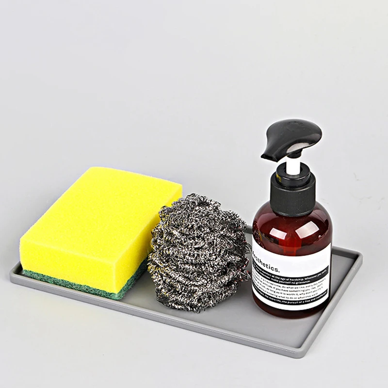 

1pc Silicone Plastic Flat Tray Square Anti-slip Twistable Stand Mobile Holder Bathroom Soap Tray Coffee Tea Cutlery Holder 200mm