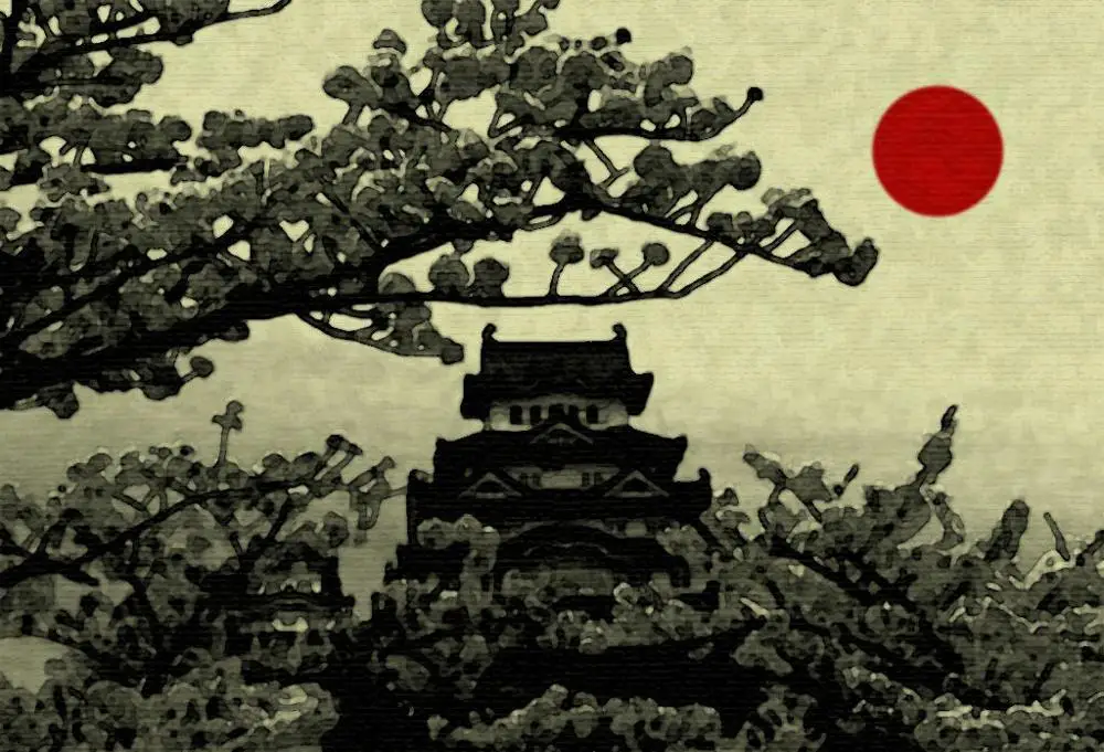 

Japanese Temple Art print Silk poster Home Wall Decor