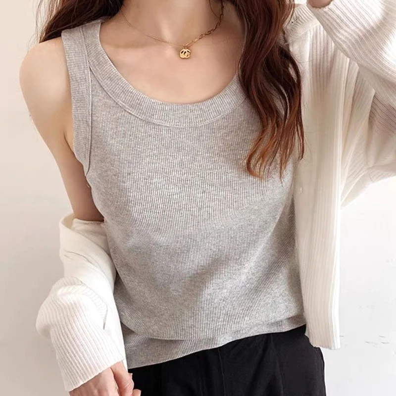 Summer Sexy Sleeveless Vest Girls Cotton Solid Color Camisoles Women's Intimates Tanks Fashion Simple All-match Base Vest Tops