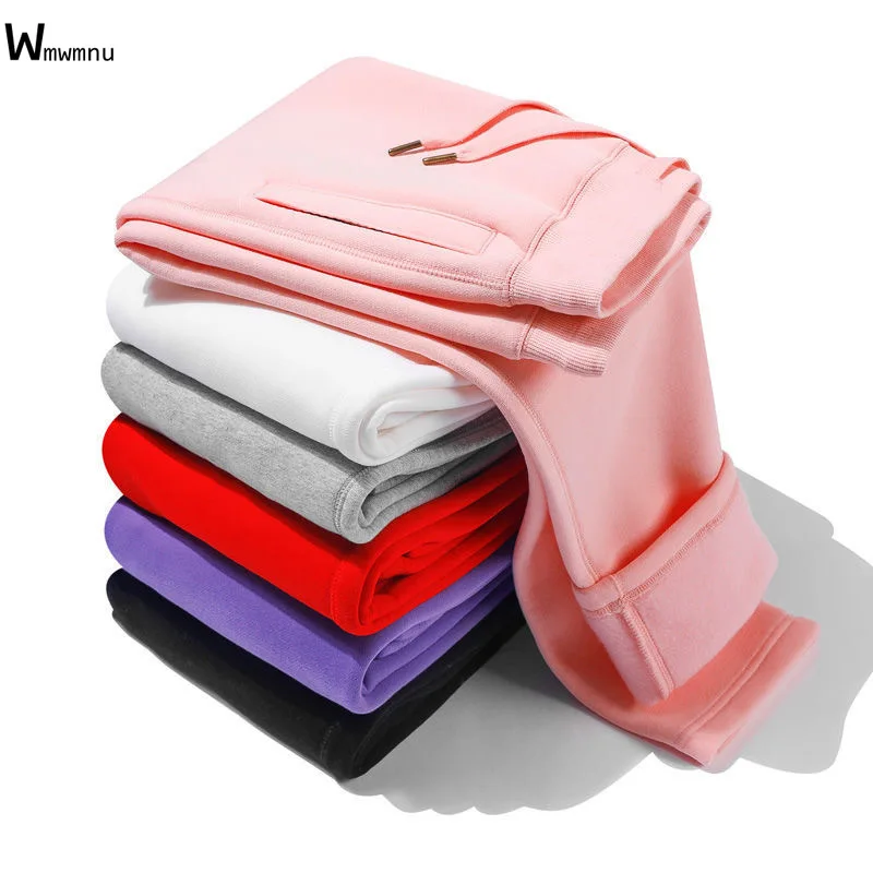 

Корейские однотонные элегантные брюки, женские свободные модные брюки, женские Мешковатые повседневные базовые прямые спортивные штаны со шнуровкой для бега