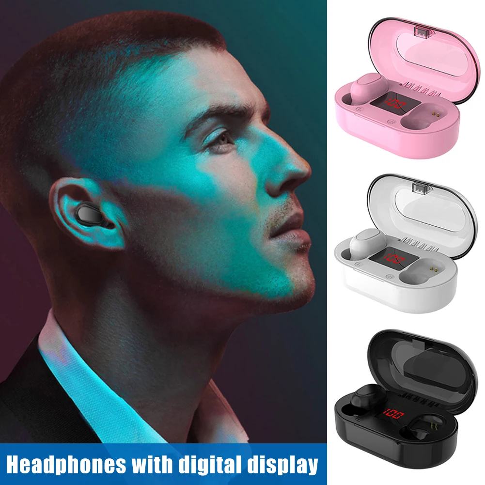 

L22 Wireless Earbuds In-Ear Headphone with Battery Display Charging Station Noise Cancelling Bluetooth-Compatible V5.0 Earphone
