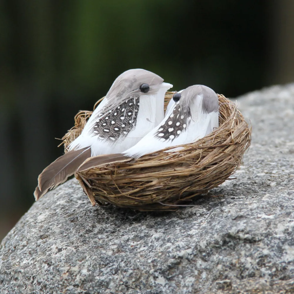 

Artificial Birds Nest Creative Craft Birds Sculpture Lawn Arts Ornaments Home Garden Lawn Decoration