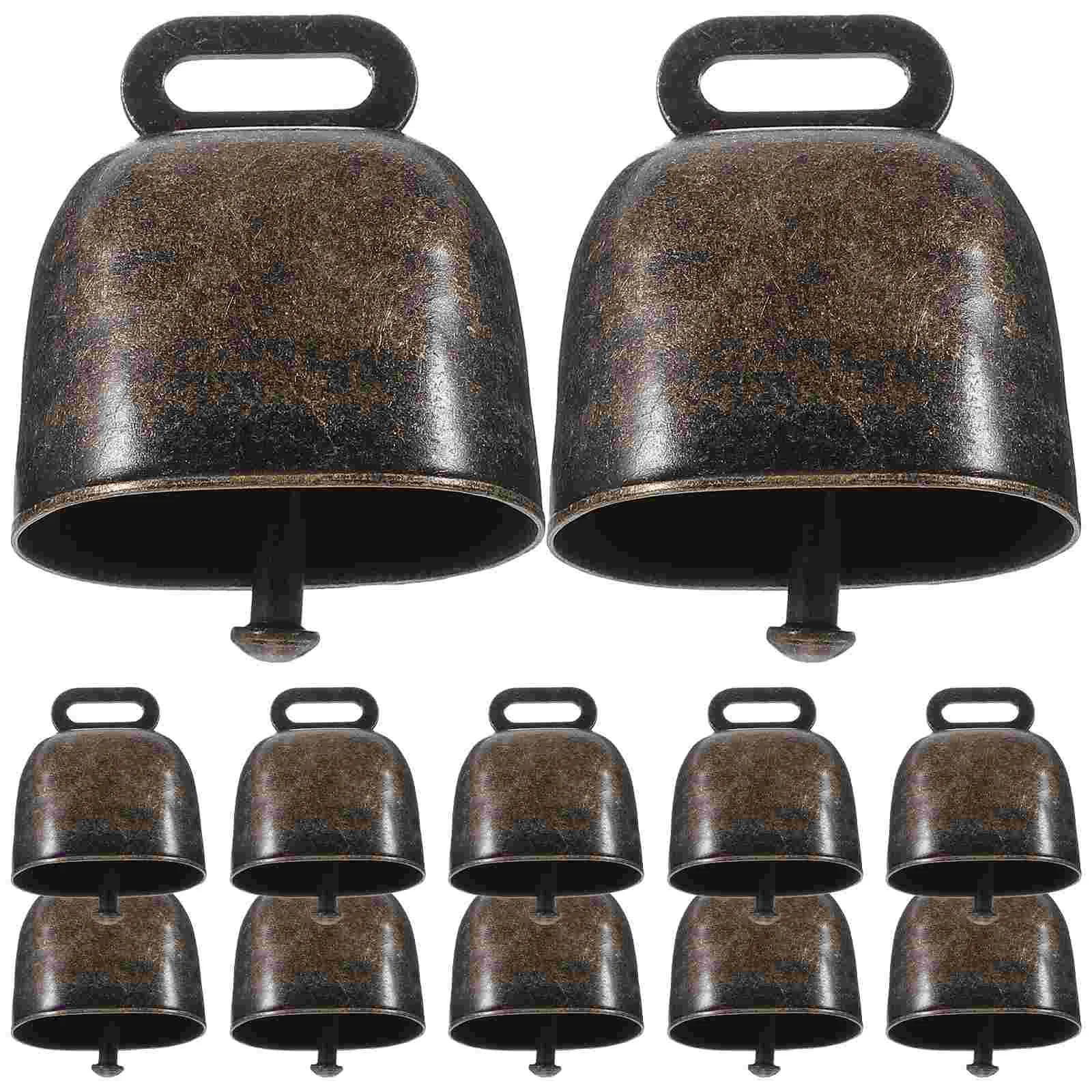 

12 Pcs Christmas Bells Retro Vintage Decor Horse Hanging Metal Cattle DIY Super Loud