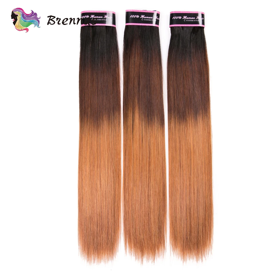 

Double Drawn Straight Hair Human Hair Bundles Funmi Hair 1B/4/27 Brazilian Straight Human Hair Bundles Extension 3 Bundles Deal