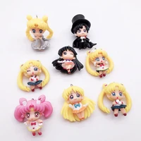 8 style cartoon anime figure sailor moon diy keychain pendant 3d kawai doll pvc figurine cute kids children girls birthday gift