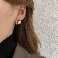 prevent allergy gold silver earrings for women vintage simple elegant creative round ball geometric party jewelry gift wholesale