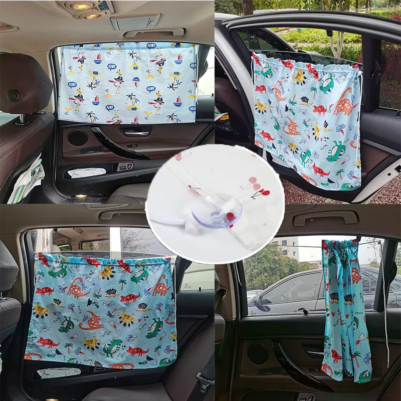 

Universal Car Sun Shade Cover UV Protect Suction Cup Curtain Side Window Sunshade Cover For Baby Kids Cute Cartoon Car Styling
