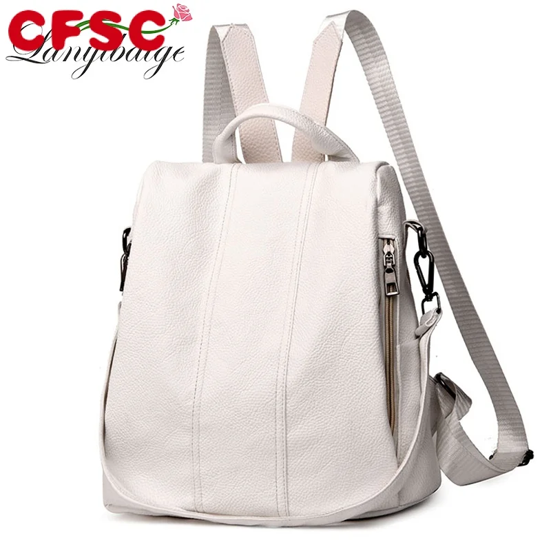 

Рюкзак-Антивор из ПУ кожи для девочек-подростков, Модная белая вместительная школьная сумка, многофункциональный Повседневный ранец
