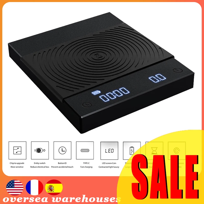 

Black Mirror Basic+ Plus Smart Coffee Scale USB Digital Electronic Kitchen Coffee Scales with Auto Timing for Pour Over Espresso