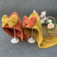 hair towel drying hat women bow cute female soft quick drying kawaii for girls shower cap double layer hats soft thicken daily