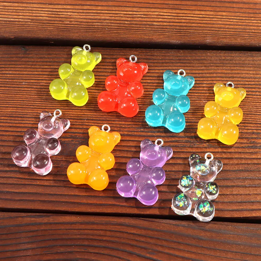 

10Pcs Cute Cartoon Animal Resin Gummy Bear Charms Pendants Handmade DIY Making Necklace Accessories Jewelry Findings Wholesale
