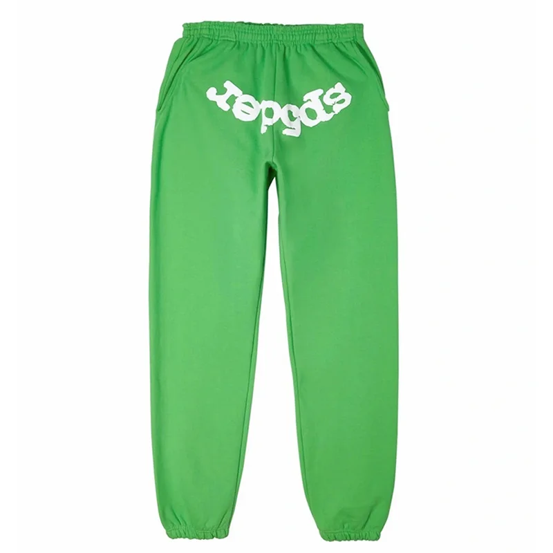 

Green Sweatpants Men Women White Logo Young Thug Spider Pants Web Graphic 555555 Drawstring Joggers Pants