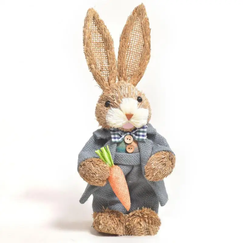 

13 Styles Artificial Straw Cute Bunny Standing Rabbit with Carrot Home Garden Decoration Easter Theme Party Supplies