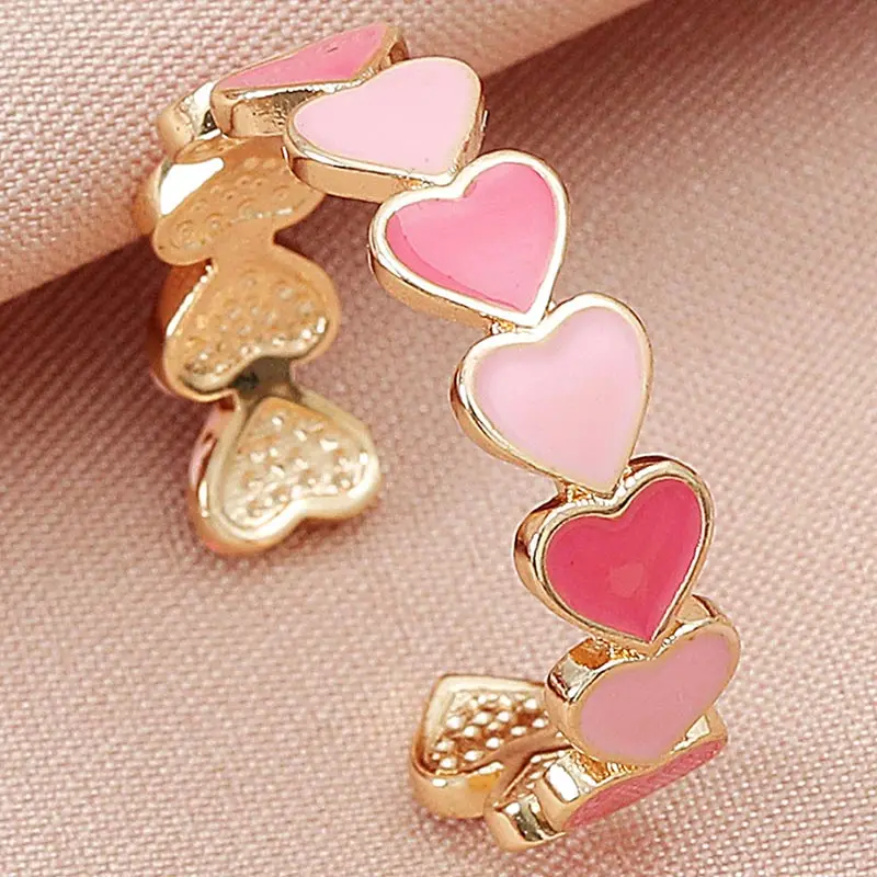 

Korean Style Heart Adjustable Rings for Women Trendy Golden Open Finger Ring Drop Oil Party Jewelry Accessories Gifts Wholesale