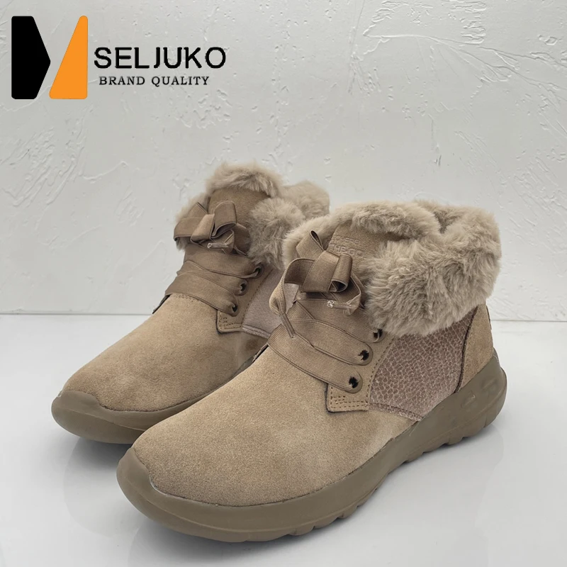 

Осень-зима 2022 новые женские теплые зимние сапоги из натуральной кожи с воротником делают ноги более удобными и теплыми