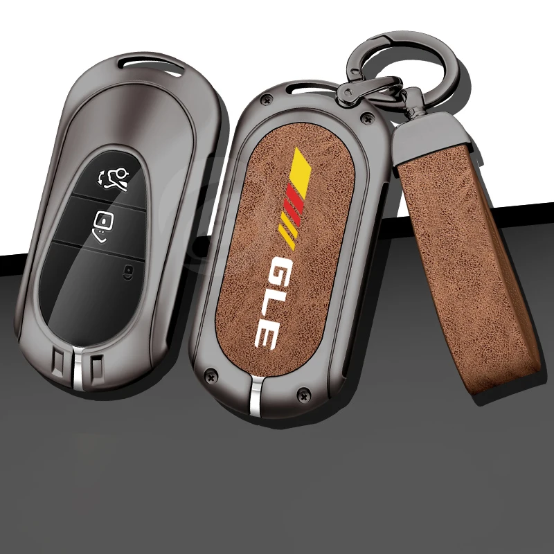 

Smart Leather Zinc Alloy Car Key Cover Case For Mercedes Benz GLE For 53 AMG 350 450 W167 Accessories Keychain Keyring Keybag