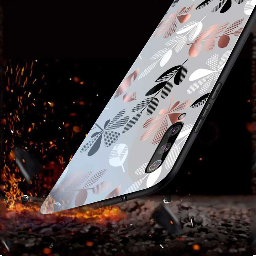 Чехол для телефона с изображением листьев и цветов для Xiaomi Redmi Note 10 8 9 7 11 Pro 8T Mi 11T 9T 10T A3 Lite Poco X3 F3 с защитным закаленным стеклом.