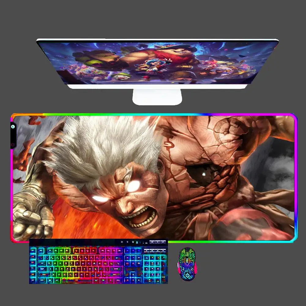 

RGB Mouse Pad Asura's Wrath Game Pc E-sports Keyboard Laptop Computer Speed LED Rubber Desk Mat Gaming Acessories Mousepad 90x40