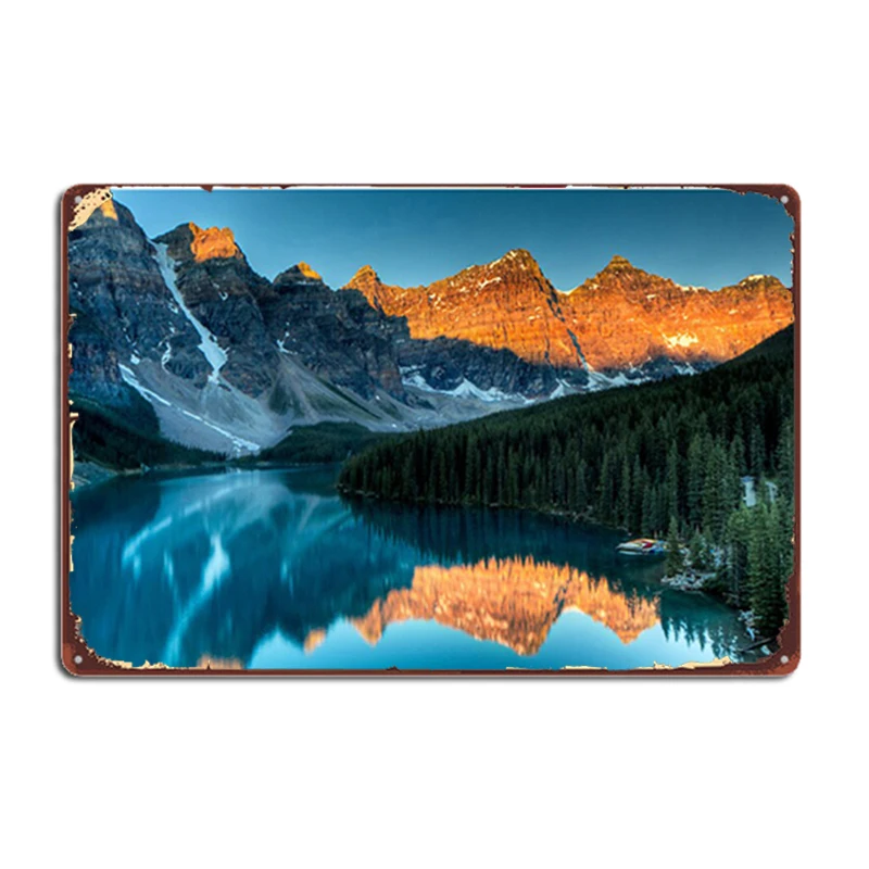 

Moraine Lake In The Sunrise Light Metal Signs Wall pub Garage Club Design Wall Decor Tin sign Posters