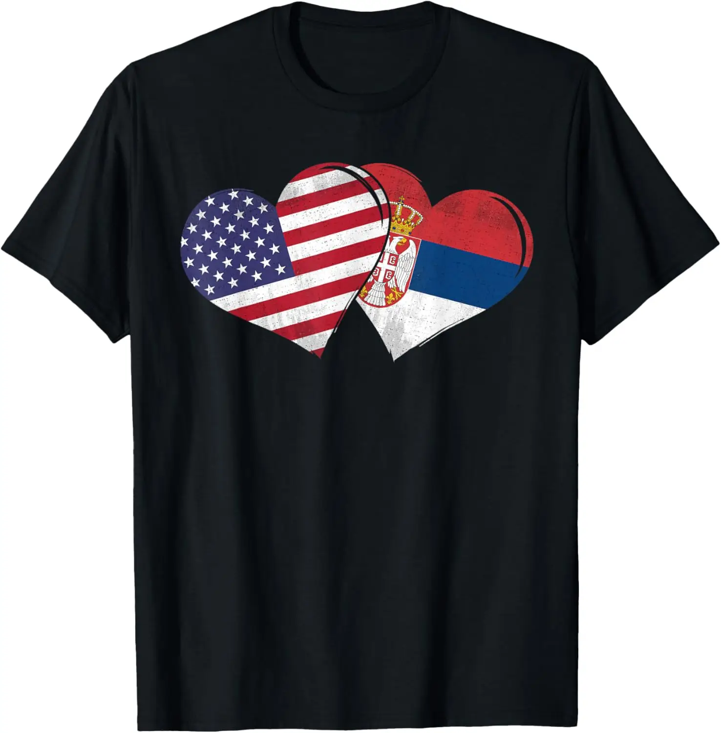 Vintage Serbia - American Flag Heart Футболка