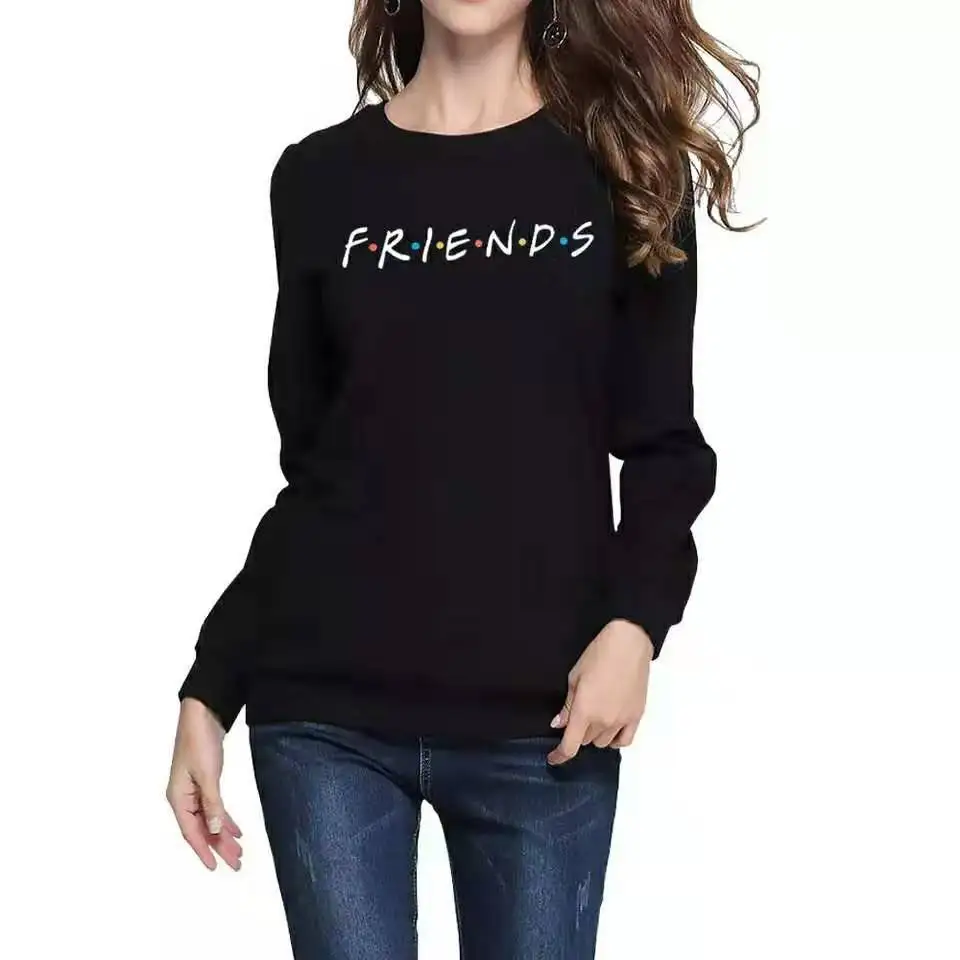 

Новинка 2021 Женская Повседневная и удобная уличная одежда с надписью «Friends» круглым вырезом и длинными рукавами
