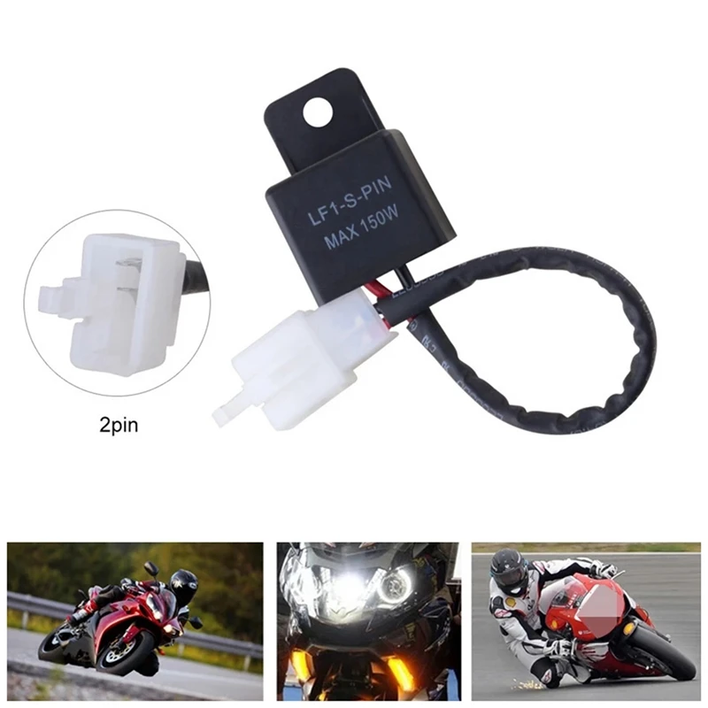 

12A 2Pin LED Flasher Relay For-Honda -Kawasaki -Suzuki -Yamaha Motorcycle Motor Turn Signal Bulb -Hyper Flash