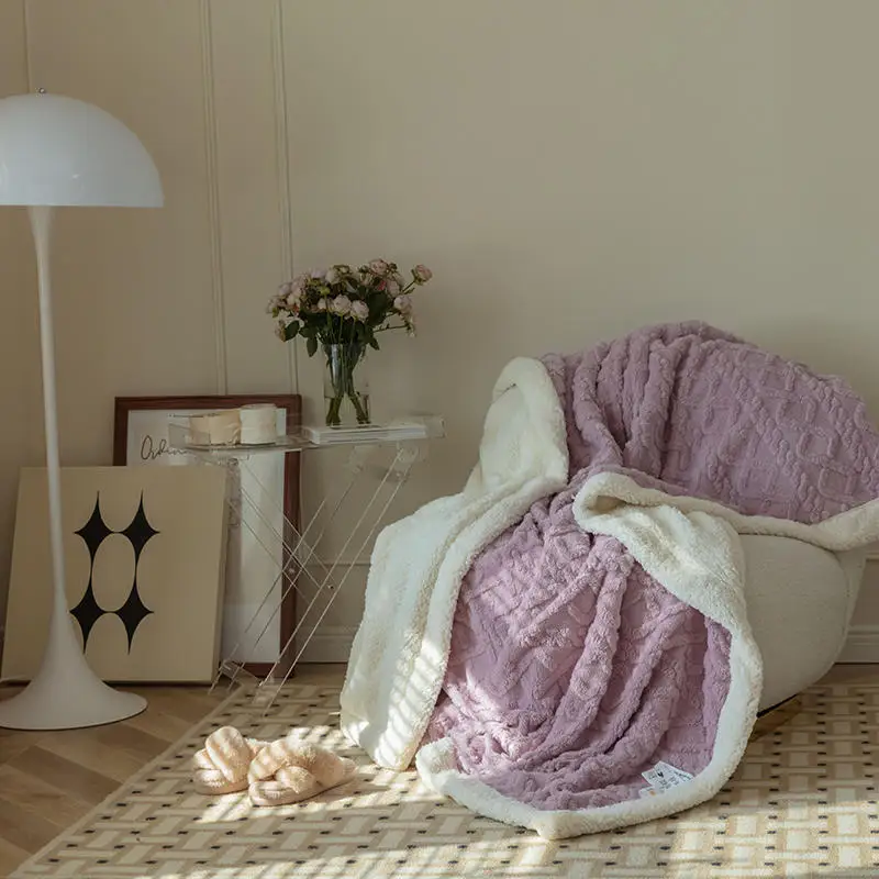 

Winter Lambswool Blanket Solid Color Coral Fleece Blanket Adult and Children Plush Blanket Sofa Towel Nap Blanket Travel Blanket