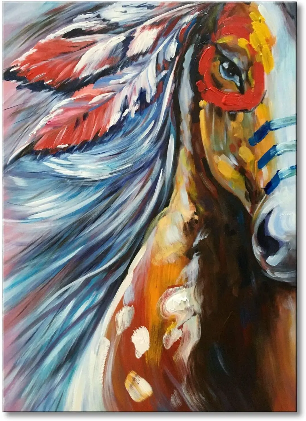 

Hand Painted Modern Horse Oil Painting on Canvas Abstract Animal Wall Art for Office Home Decor Vertical No Frames