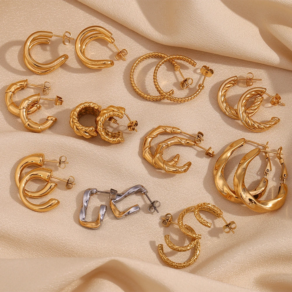 Распродажа Классические витые Разноцветные серьги из нержавеющей стали для