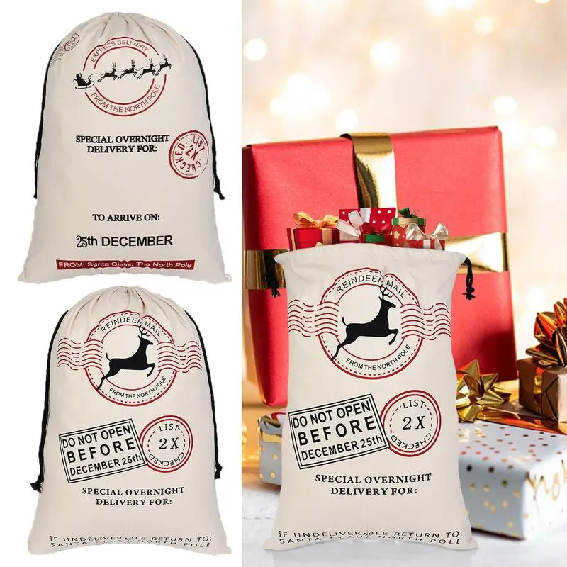 

1pc Large Sized Christmas Storage Goody Bag With Drawstring Large Santa Gift Sack Bags For Christmas Thanksgiving Celebrating