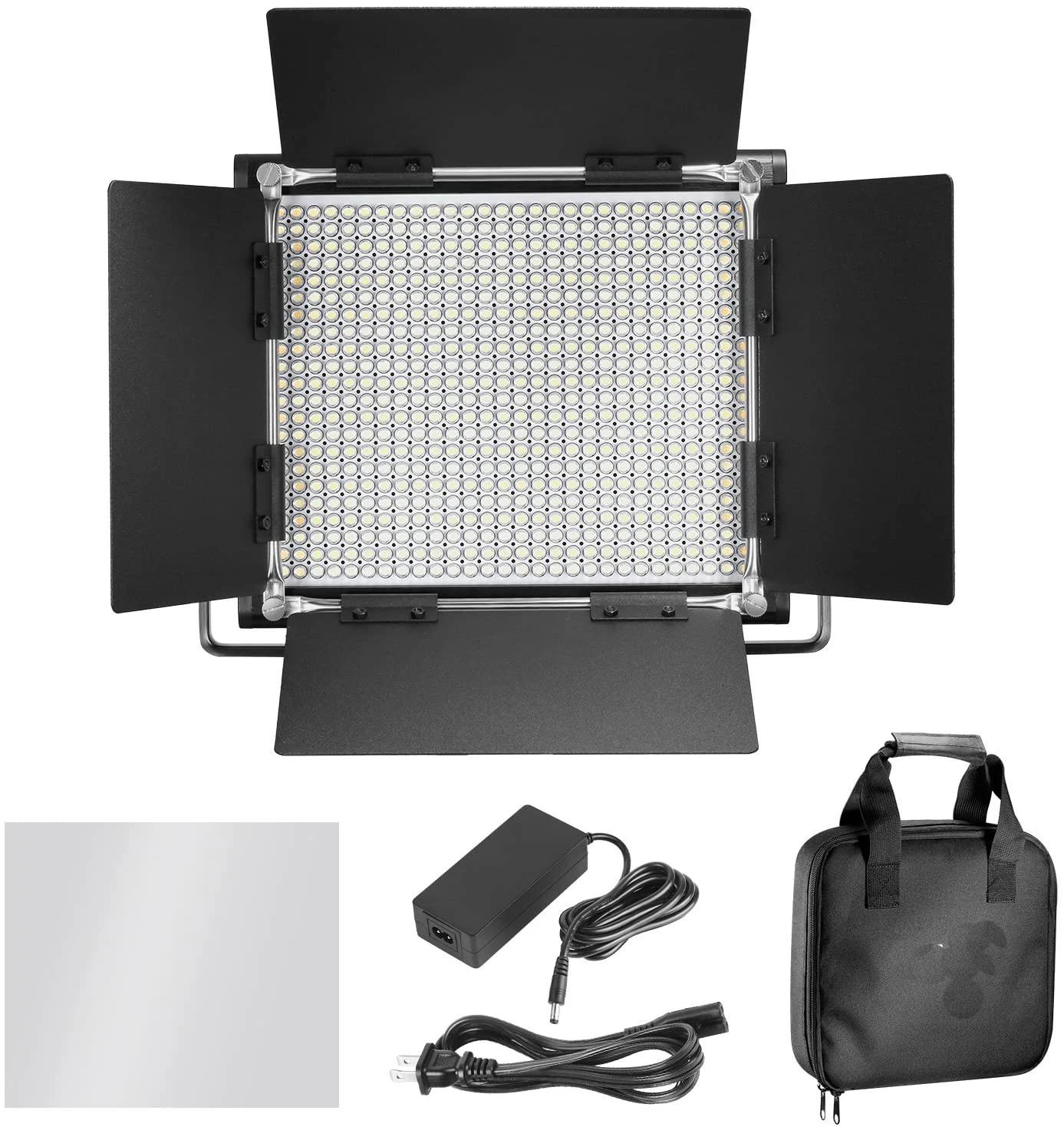 

Bi-color 660 LED Video Light and Stand Kit Includes:(2)3200-5600K CRI 96+ Dimmable Light with U Bracket and Barndoor and (2)75 i