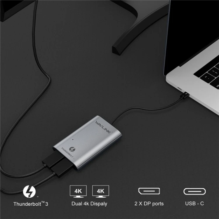 Адаптер WAVLINK для двух дисплеев с поддержкой 4K / 60 Гц