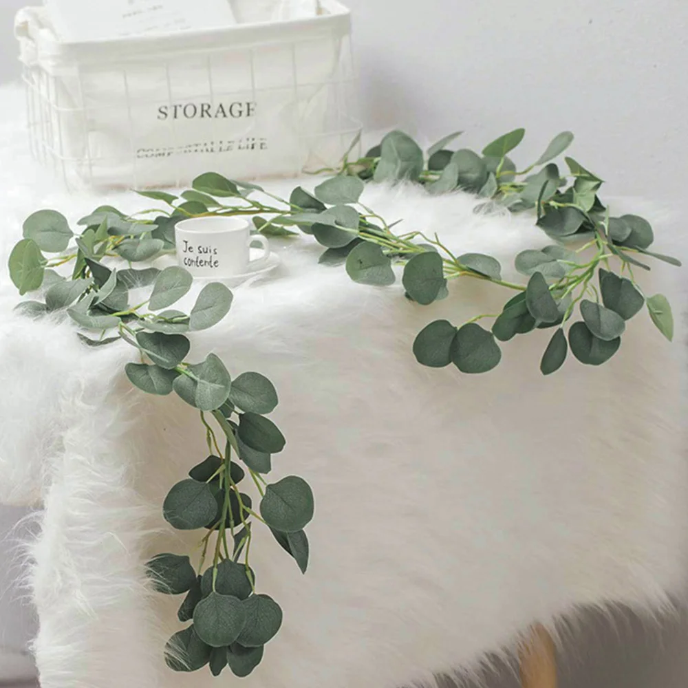 1.8M Artificial Eucalyptus Garland Fake Ivy Vines Greenery Rattan Plants Wreath for Wall Room Garden Wedding Decoration
