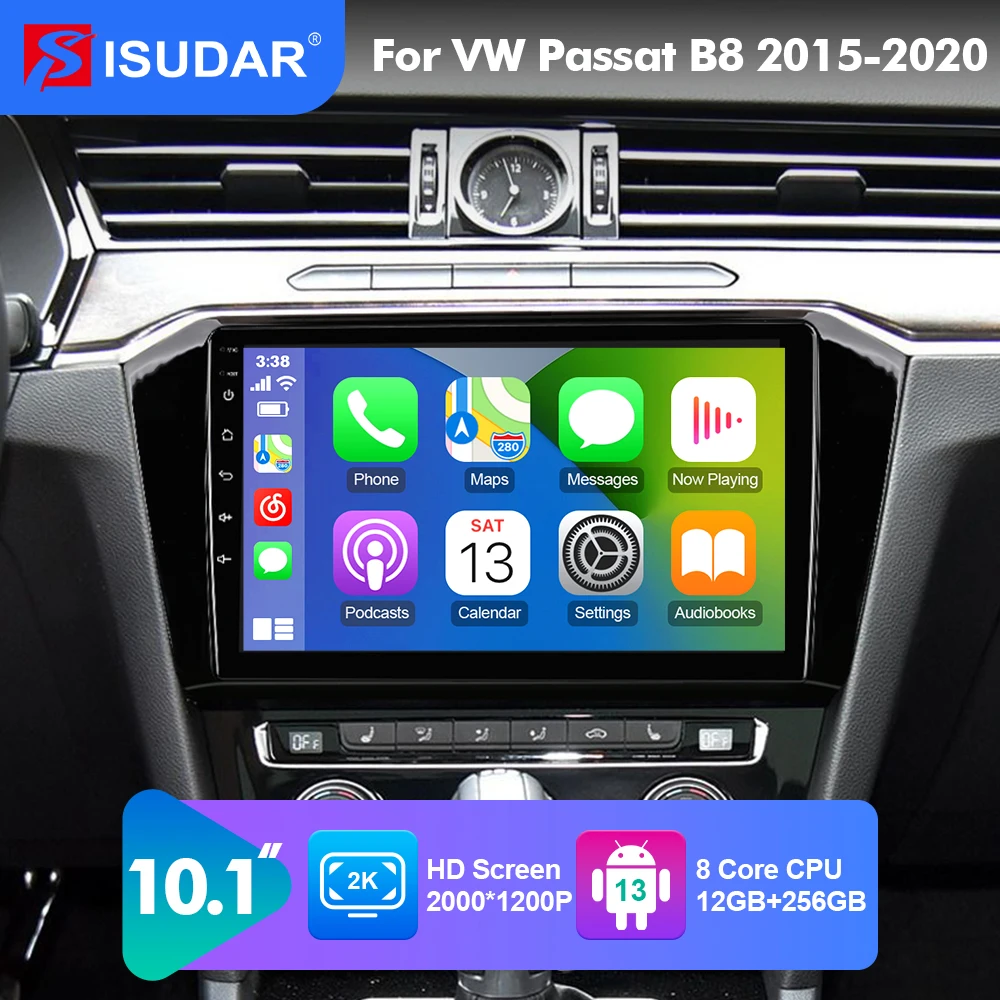 Автомобильный радиоплеер Isudar T78P Android13 для Фольксваген Пассат В8 2015-2020