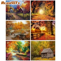 ruopoty 5d diy diamond painting adults crafts cross stitch kits autum lanscape full round diamond embroidery home decoration gif