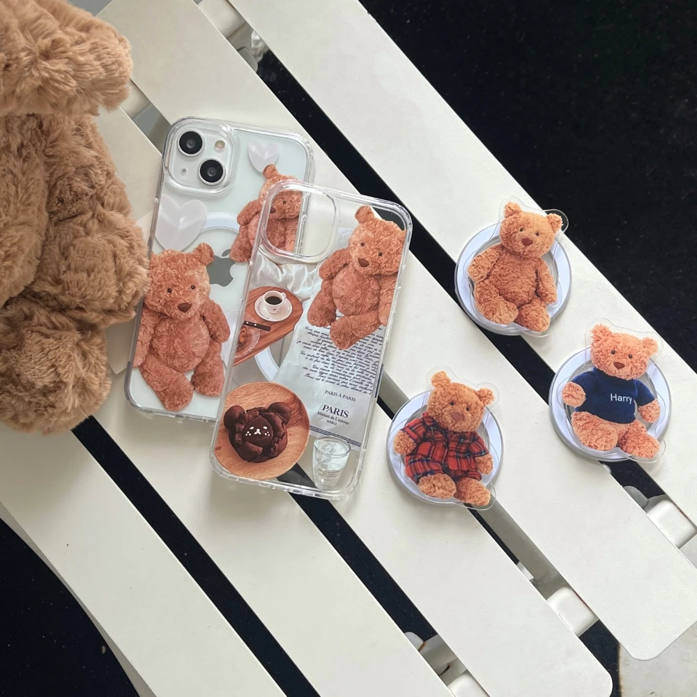 Чехол для iPhone 15 14 13 12 11 Pro Max с милым медведем