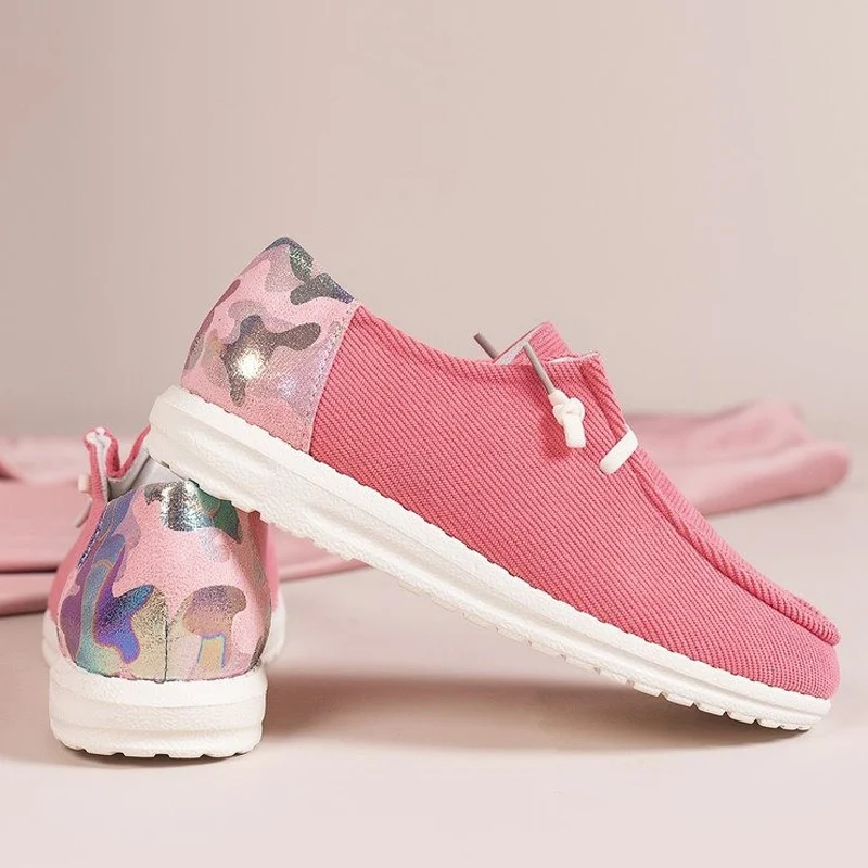 Fashion Pink Sneakers Woman Light Weight Slip-on Canvas Shoes Ladies Brand Design Classic Comfy Cloth Moccasin Loafers