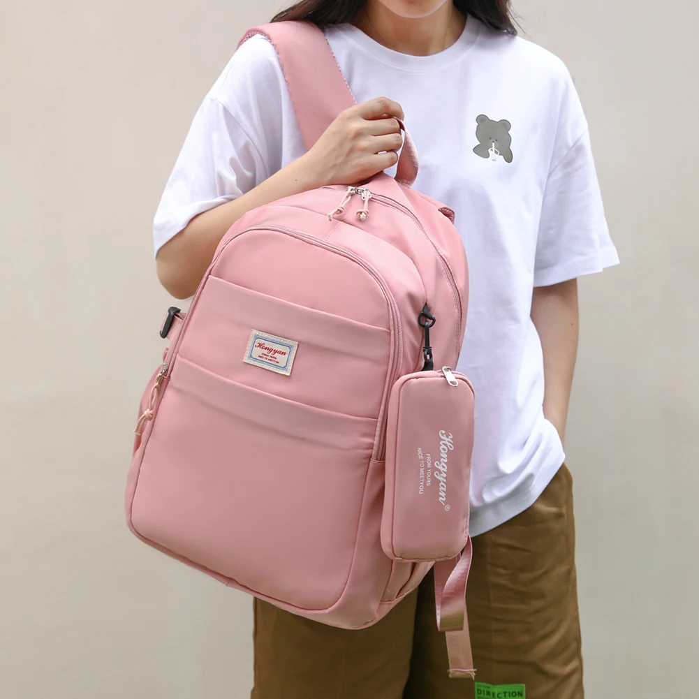 

Женский холщовый школьный рюкзак для девочек-подростков, повседневная сумка на плечо, однотонные дорожные сумки для ноутбука