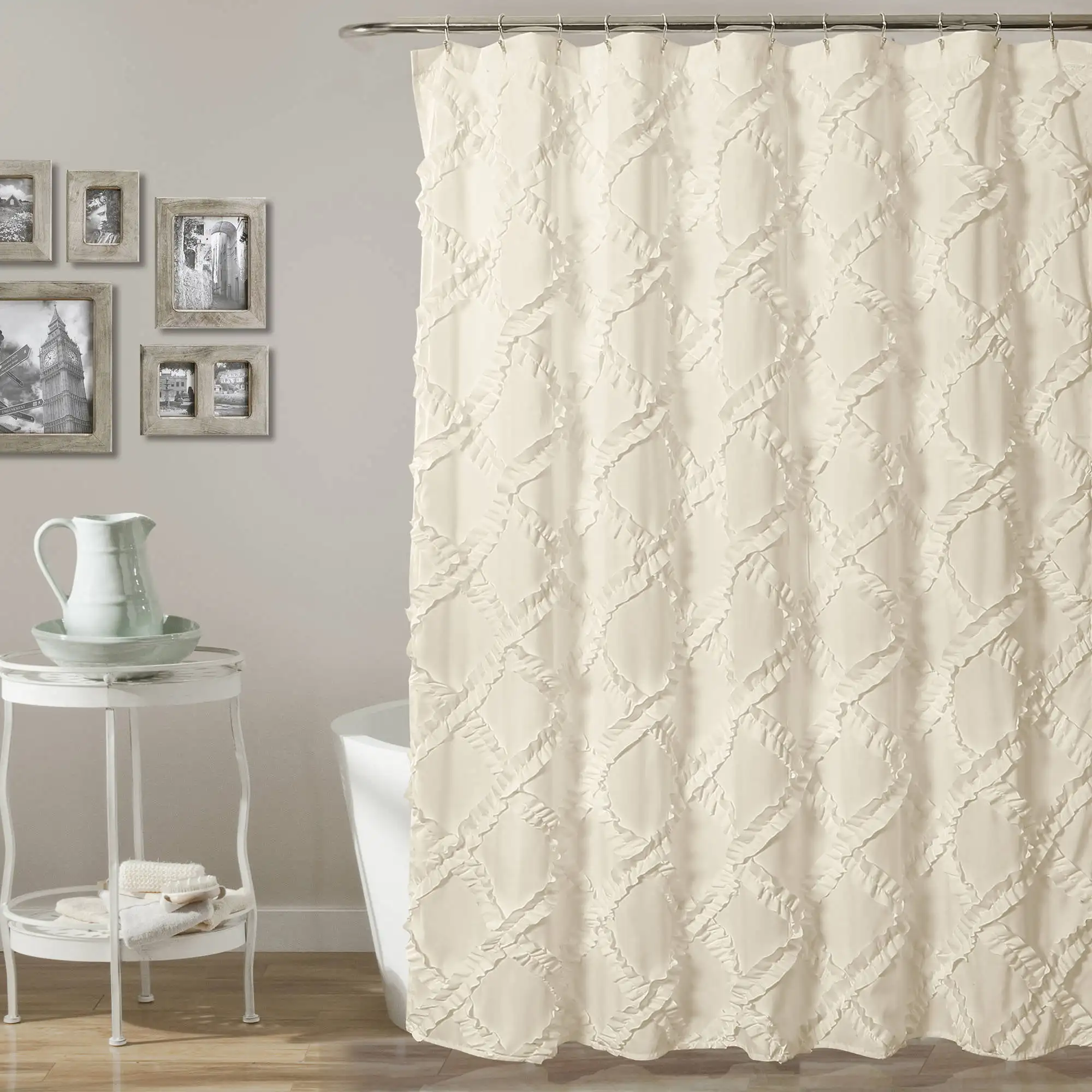 

Ruffle Diamond Shower Curtain